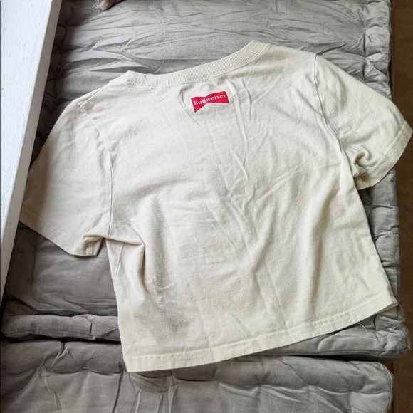 Budweiser x Pacsun Beige Cropped Baby Tee - Picture 2 of 2